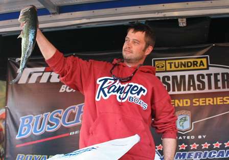 Non-boater Dane Gamble holds up part of his 13th-place stringer weighing 26.93 pounds.