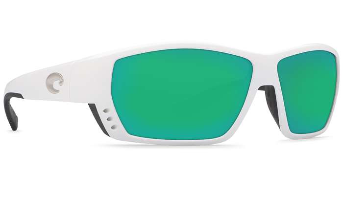 <p>White frames are a good way to make a statement, and Costa's Tuna Alley with green mirror lenses do just that while offering your eyes the best protection available thanks to the company's proprietary polarization options.</p>
