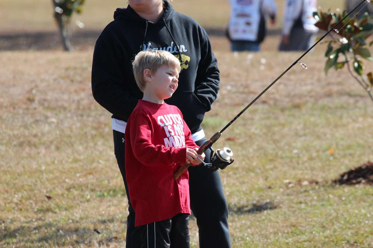 A young Alabama fan came out to catch a few fish before the big football game kicked off.
