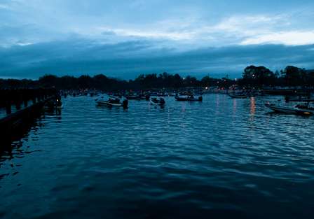 Contestants gather around the launch area for Day Two of the Bass Pro Shops Bassmaster Southern Open.