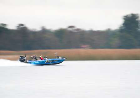 Terry Segraves makes the run to his fishing spot on Day Two.