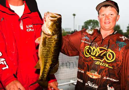 Dustin Bozeman shows off his big catch of the day.