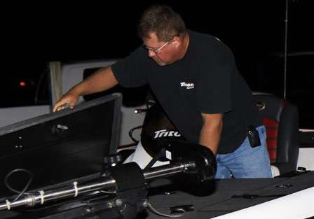 Former Elite Series angler Preston Clark makes a final gear check before launch.
