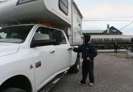 Butcher drove down from Oklahoma with his camper for the official practice period.