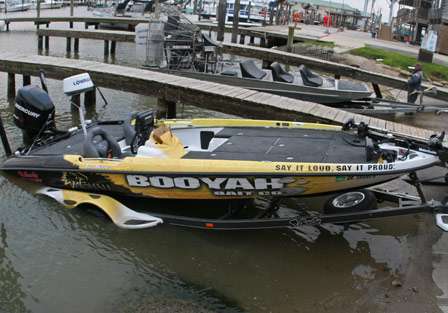 Both bass boat and airboat launch side by side at the Venice Marina Friday.