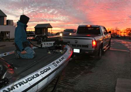 A beautiful Louisiana Delta sunset greets Ryan Said as he pulls his boat out of the water.