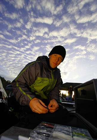 Martens readies his tackle for another day on Lay Lake.