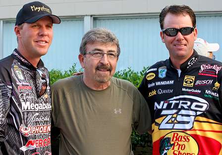 Marshal Joel Barbush, pictured with two of his favorite Elite Series anglers, Aaron Martens and Kevin VanDam. 