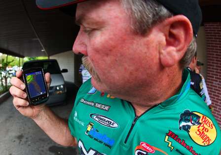 Dennis Tietje was keeping an eye on an approaching storm, with radar from his cell phone. 