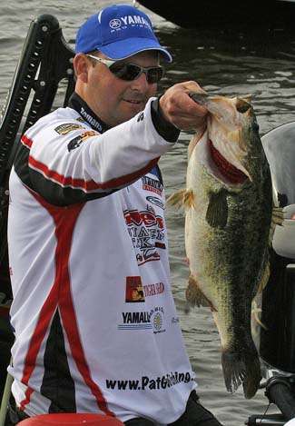 Pat Golden holds up his lunker on Day One. Golden leads the event with 20-7.
