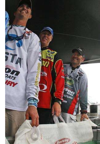 Casey Ashley, Greg Vinson and Stephen Browning joke around the staging areas on Day One.