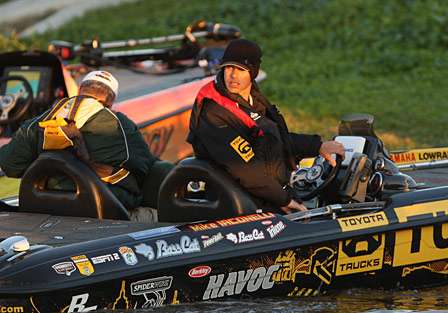 Mike Iaconelli reverses off of the bank to get in line for launch.