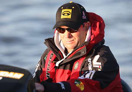 Kevin VanDam is poised to make a big move today in tough conditions.