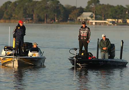 Anglers wait for their turn to launch.