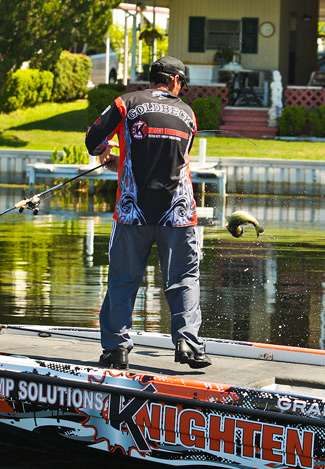Grant Goldbeck gets an early start on a limit of fish. 