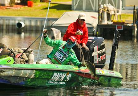Grigsby jerks a 5-pounder into the boat. 