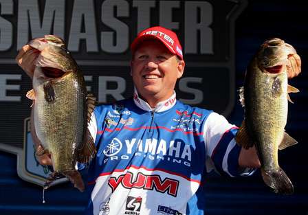 Alton Jones of Waco, Texas, leads the Bassmaster Elite Series Power-Pole Citrus Slam at the conclusion of Day One fishing.