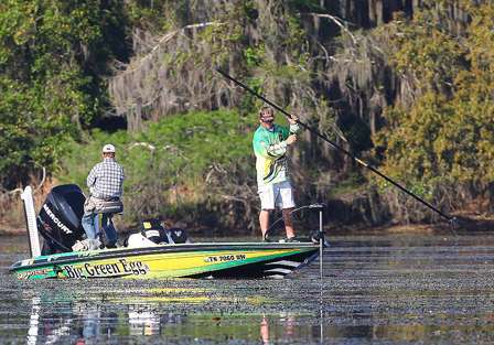 J. Todd Tucker moves around with a push pole while looking for bedding fish.