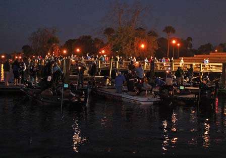 Anglers wait for safe light for Saturday's take-off.