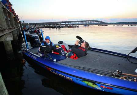 As the tournament leader, Alton Jones was the first boat to pull away from the dock. 