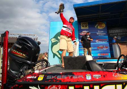 Kelly Jordon pulls his best fish of the day from the livewell. Jordon finished 7th with 58 pounds, 14 ounces. 