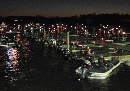 A number of anglers floated around as the line to launch extended more than a quarter-mile from the park entrance.