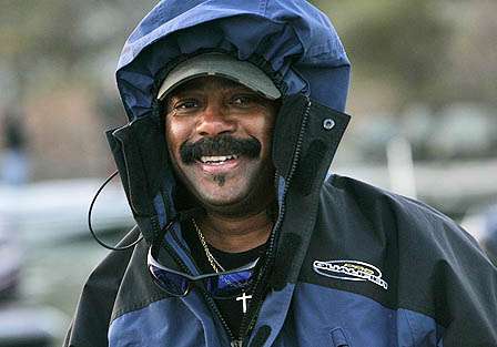 A rainproof parka should keep Garry Fisher's head warm, and looks like his upper lip will stay warm as well.