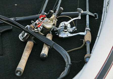 An angler's arsenal sits ready for action.