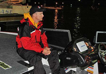 Bradley Roy waits at the docks to launch on Day Three of the Bass Pro Shops Southern Open 2.
