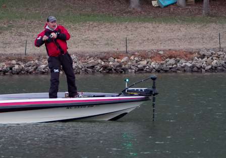Adams quickly leans into another Lake Norman fish.