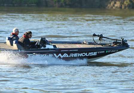 Jared Lintner makes a hard right out of the marina to head down the lake on Wednesday.