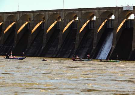 Several anglers were sharing water below Wilson Dam.