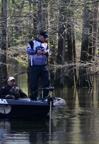Montgomery's rod loads up with the weight of a big fish on the other end of his line.
