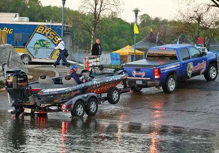Keith Combs launches his boat on Day Two of the Alabama Charge on Pickwick Lake.