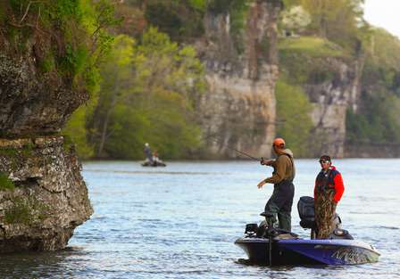 Steve Kennedy spent the morning fishing the towering bluffs along Pickwick Lake.