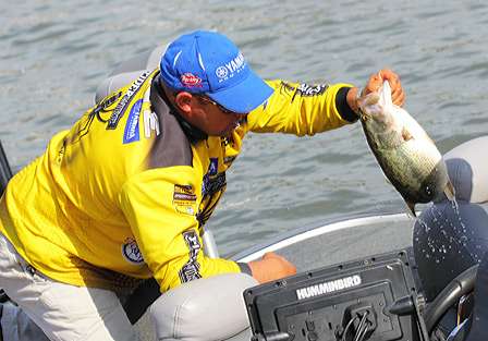 Bobby Lane brought in a bag of largemouth that allowed him to climb to third place.