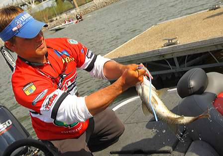 Keith Poche bags the fish that put him in second place.