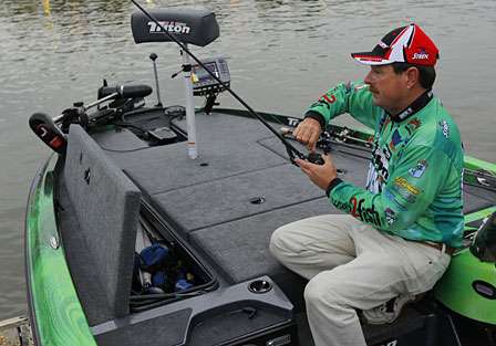 Shaw Grigsby, testing his line, starts the day with 34 pounds, 7 ounces.
