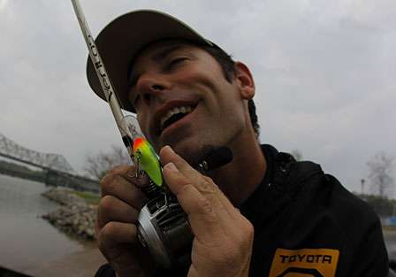 Mike Iaconelli shows some love to the crankbait that allowed him to make it into the top 50.