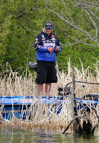 Day One leader Denny Brauer entered this small cut with five small fish.