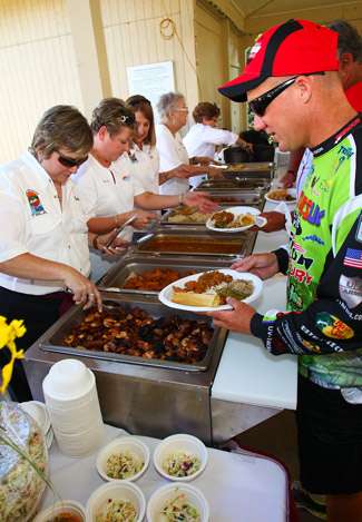 Down-home Louisiana cuisine was served to the anglers and Marshals.