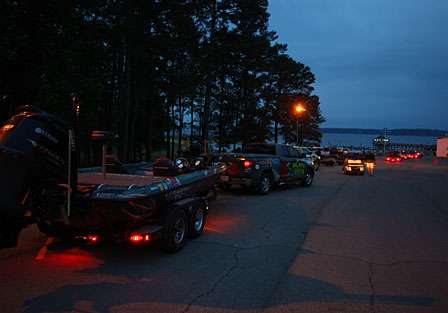 Anglers line up for launch on Day One of the TroKar Battle on the Bayou.
