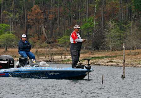 Peter Thliveros works a bait slowly through the grass on Toledo Bend.
