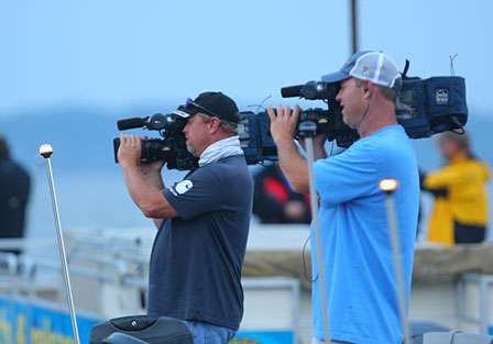 ESPN cameramen film the action from Day Two of the TroKar Battle on the Bayou.