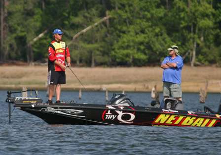 Greg Vinson makes a cast early in the afternoon on Toledo Bend.