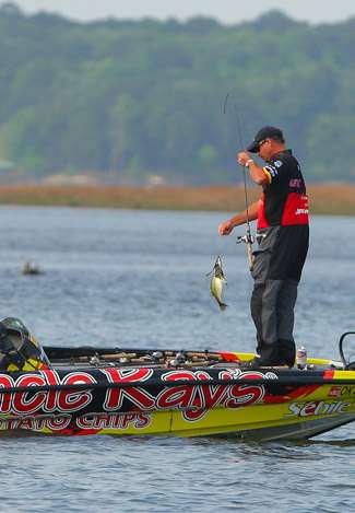 Jeff Kriet boats a fish early on Day Two. 
