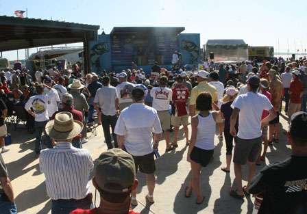 A large crowd turned out to watch the weigh-in on Day Two.