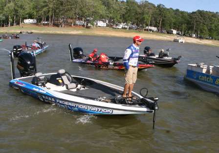 Brandon Palaniuk prepared to move his boat after weighing in.