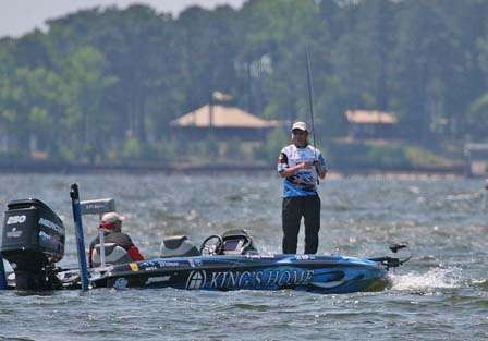 Randy Howell has spent the whole day fishing within sight of the weigh-in.