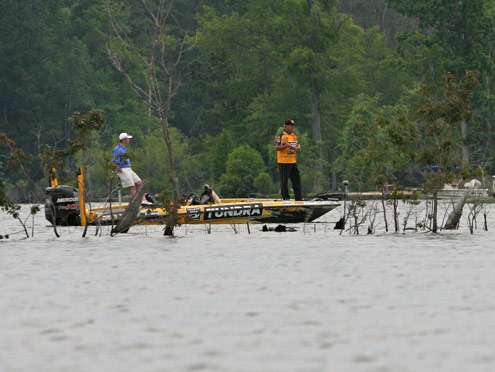 <p>
	Terry Scroggins fishes on the other side of an island early on Day Three.</p>
